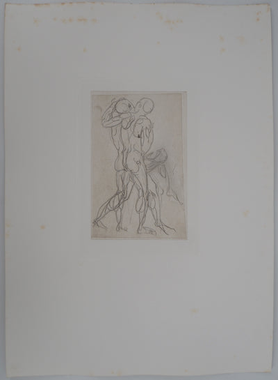 Auguste RODIN : Etude de la lutte - Héliogravure (détail)
