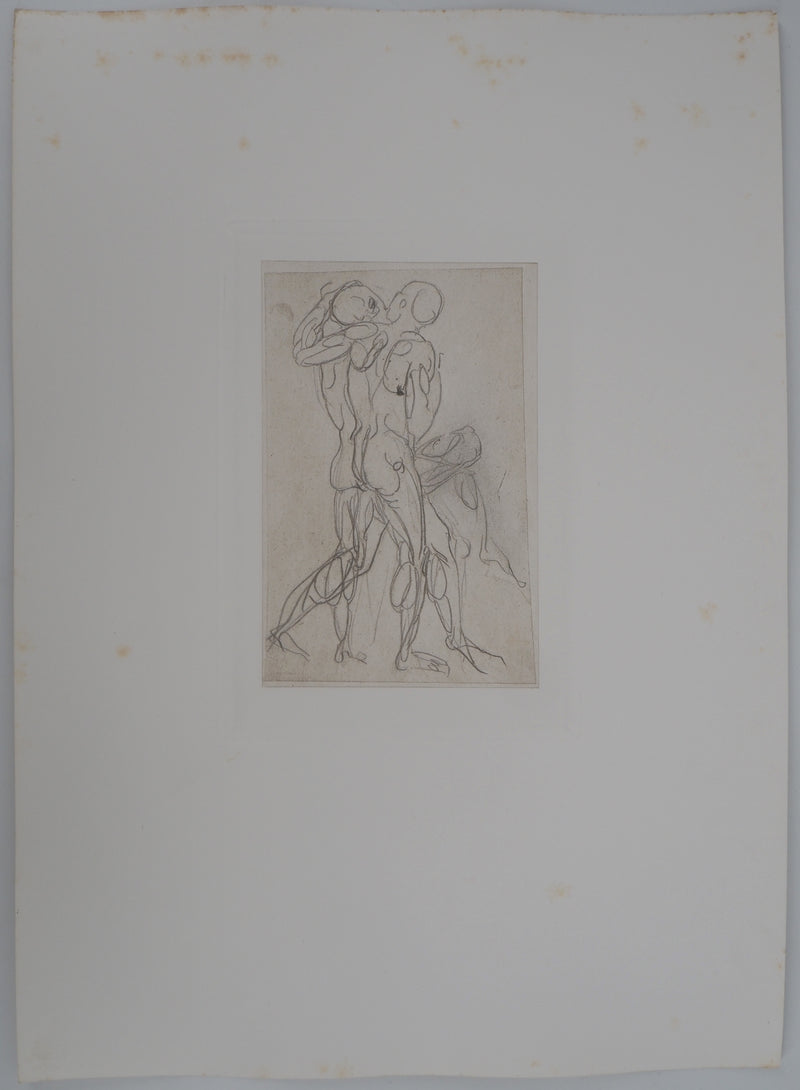 Auguste RODIN : Etude de la lutte - Héliogravure (détail)