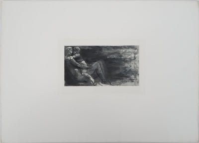 Auguste RODIN : Femme et enfant allongés - Héliogravure (détail)