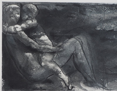 Auguste RODIN : Femme et enfant allongés - Héliogravure (détail)