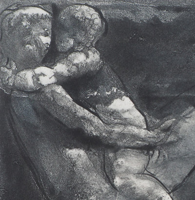 Auguste RODIN : Femme et enfant allongés - Héliogravure (détail)