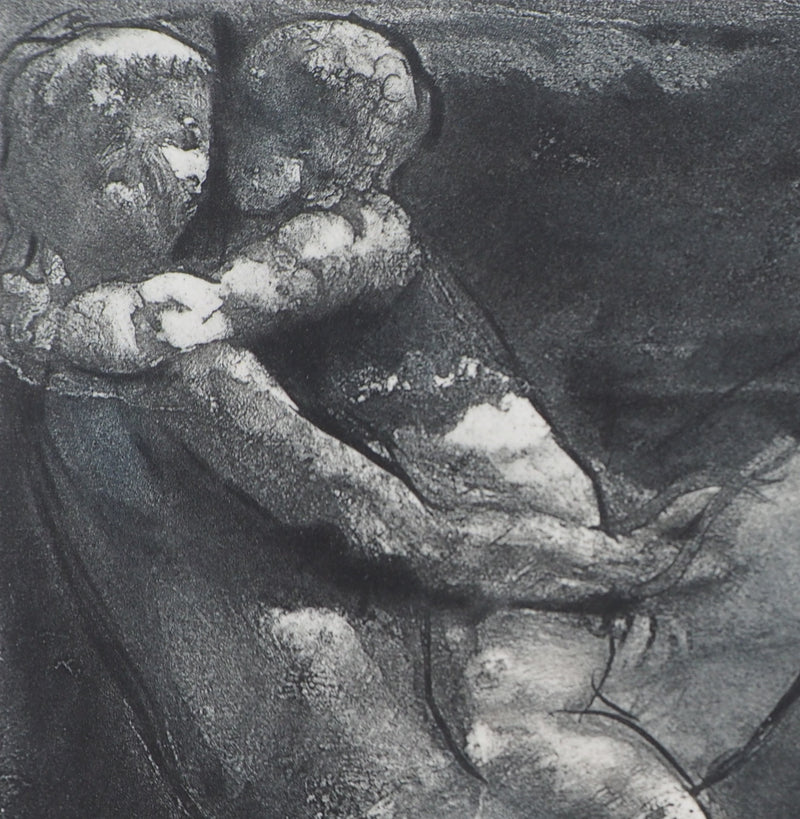 Auguste RODIN : Femme et enfant allongés - Héliogravure (détail)