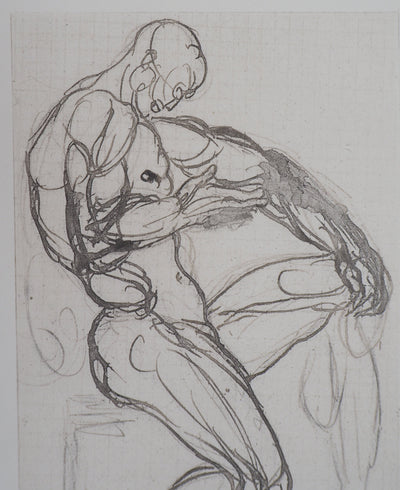 Auguste RODIN : Figure de damné - Héliogravure (détail)
