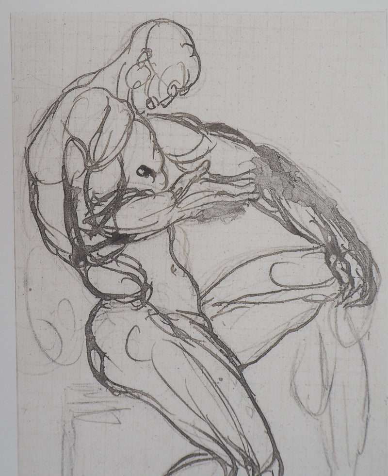Auguste RODIN : Figure de damné - Héliogravure (détail)