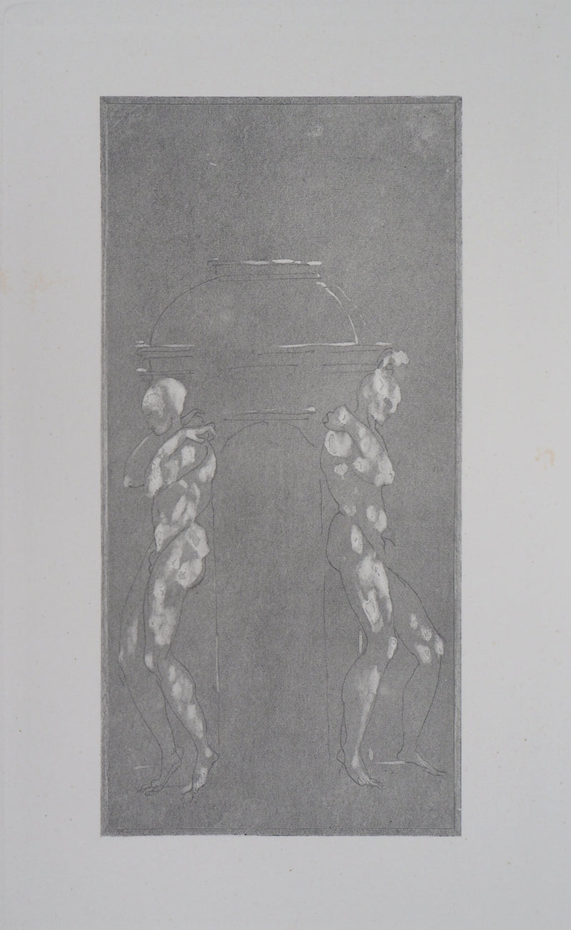 Auguste RODIN : Figures supportant un piédestal - Héliogravure