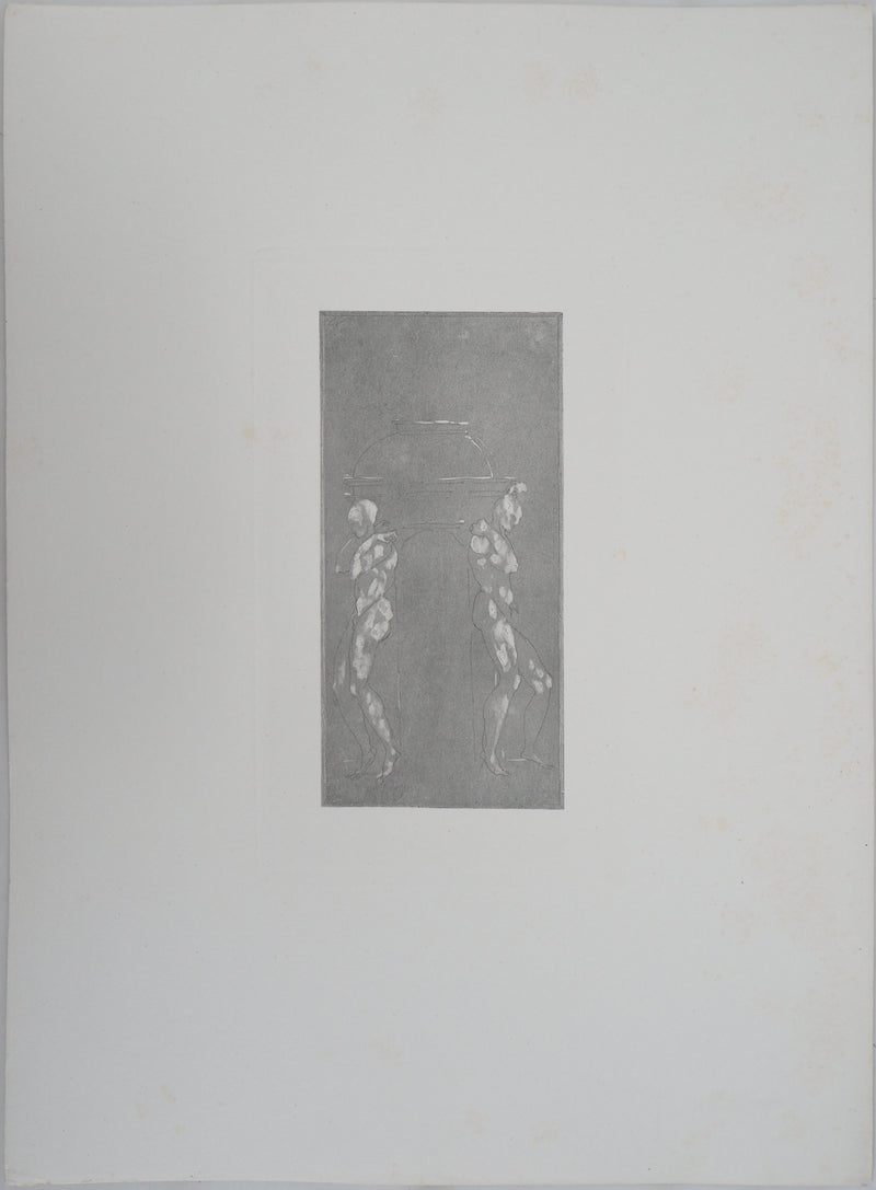 Auguste RODIN : Figures supportant un piédestal - Héliogravure (détail)
