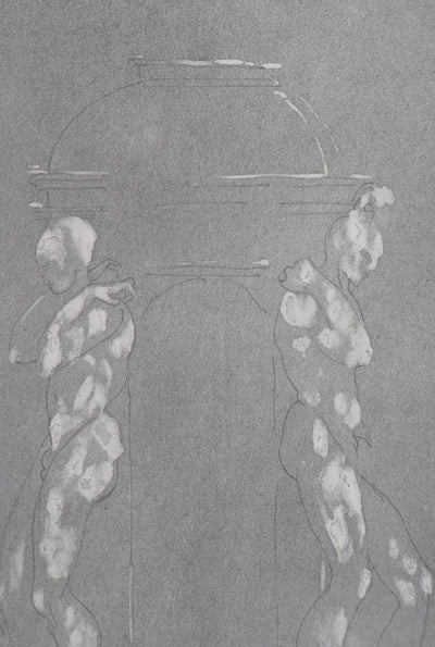 Auguste RODIN : Figures supportant un piédestal - Héliogravure (détail)