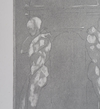 Auguste RODIN : Figures supportant un piédestal - Héliogravure (détail)