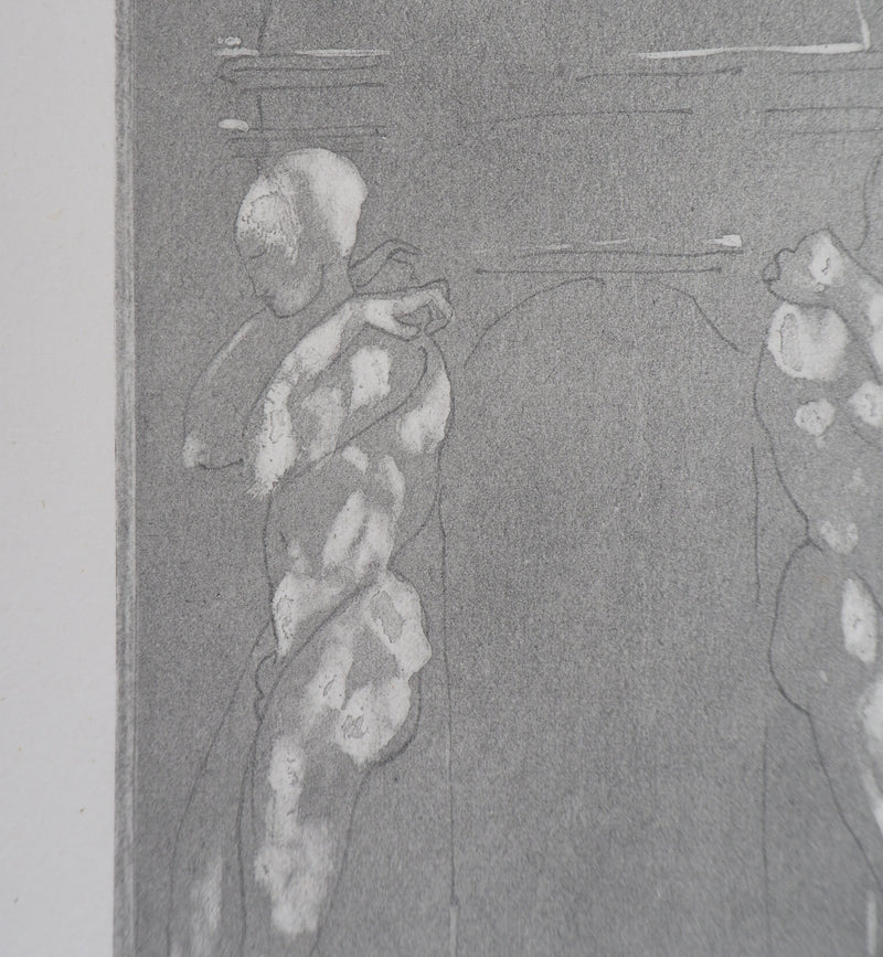 Auguste RODIN : Figures supportant un piédestal - Héliogravure (détail)