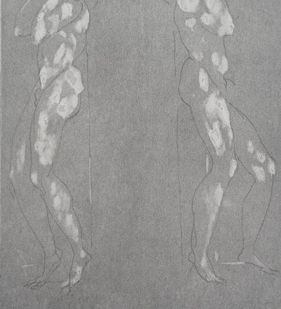Auguste RODIN : Figures supportant un piédestal - Héliogravure (détail)