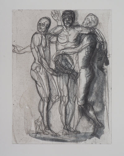 Auguste RODIN : Groupe de trois hommes - Héliogravure