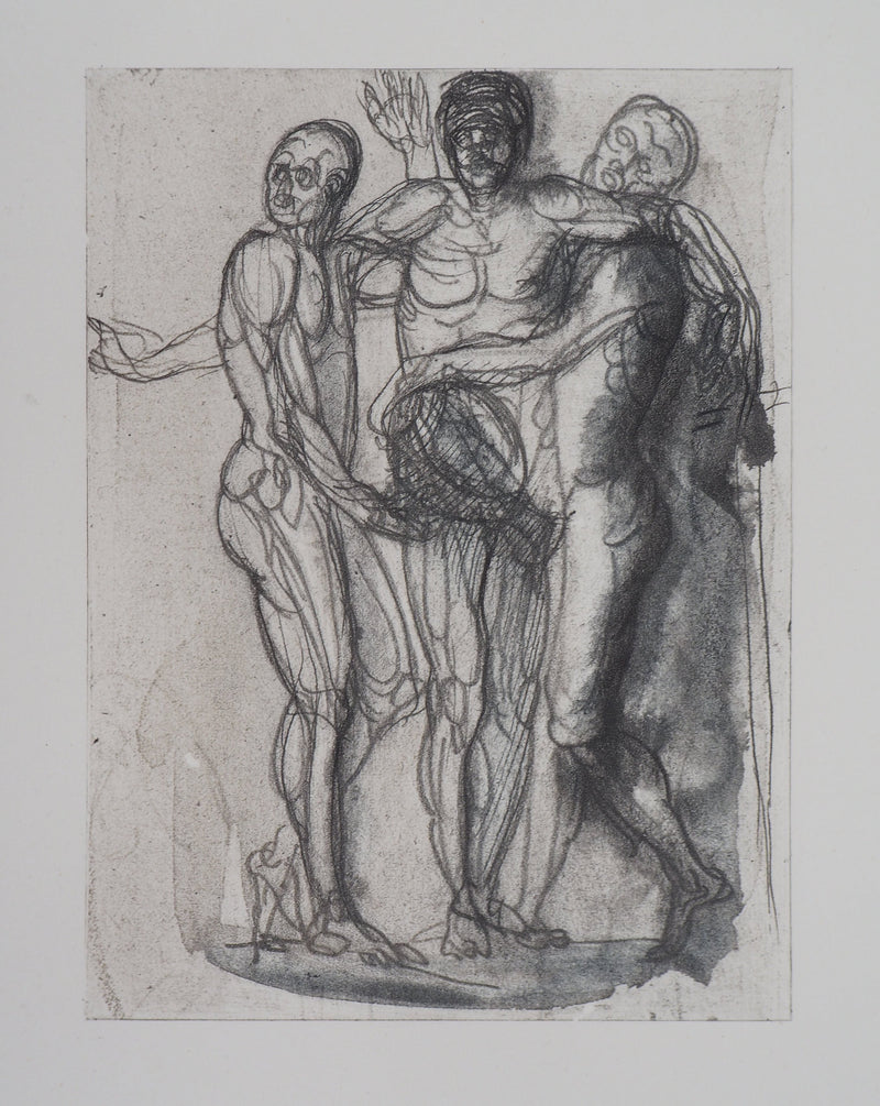 Auguste RODIN : Groupe de trois hommes - Héliogravure