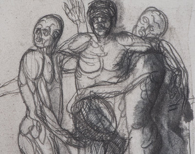 Auguste RODIN : Groupe de trois hommes - Héliogravure (détail)