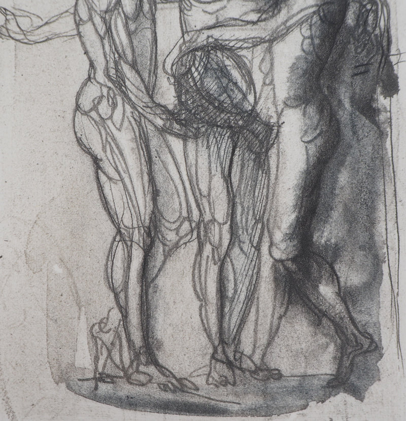 Auguste RODIN : Groupe de trois hommes - Héliogravure (détail)