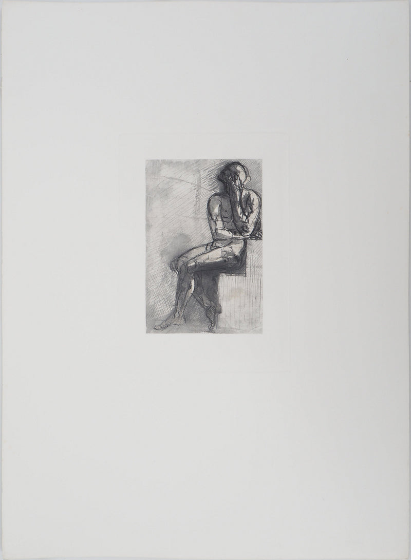Auguste RODIN : Homme assis - Héliogravure (détail)