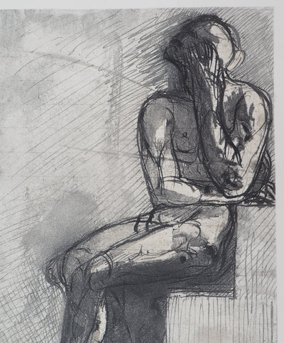Auguste RODIN : Homme assis - Héliogravure (détail)
