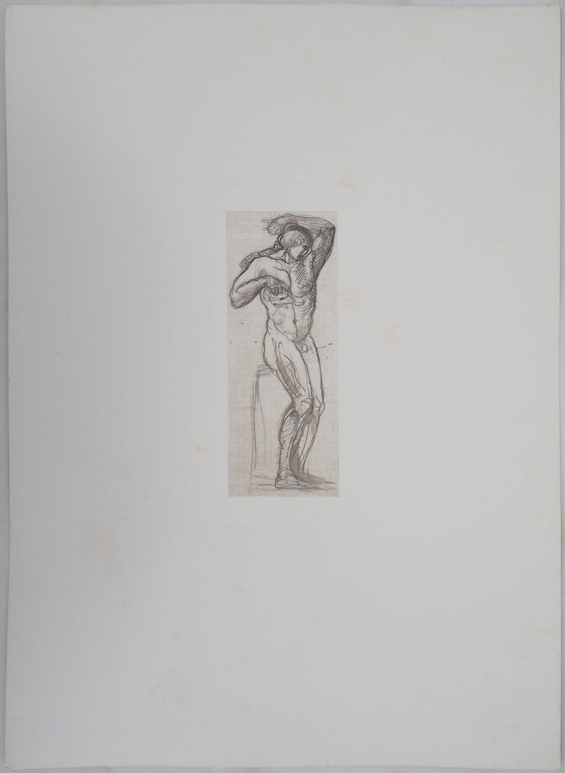 Auguste RODIN : Homme nu - Héliogravure (détail)