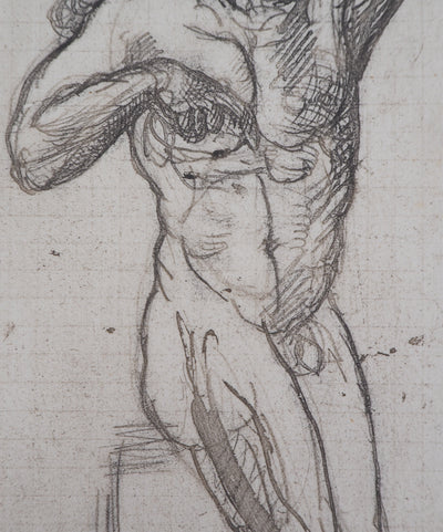 Auguste RODIN : Homme nu - Héliogravure (détail)