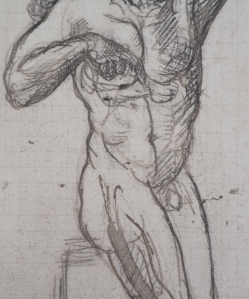 Auguste RODIN : Homme nu - Héliogravure (détail)