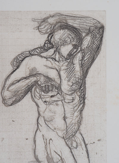 Auguste RODIN : Homme nu - Héliogravure (détail)