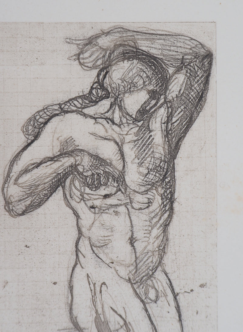 Auguste RODIN : Homme nu - Héliogravure (détail)