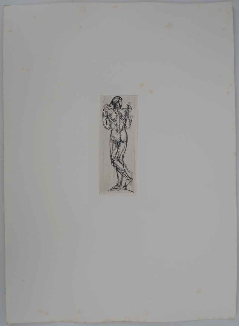 Auguste RODIN : Nu masculin de dos - Héliogravure (détail)