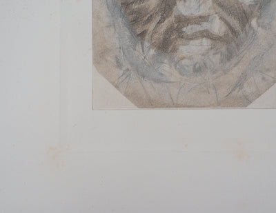 Auguste RODIN : Masque d'homme - Héliogravure (détail)