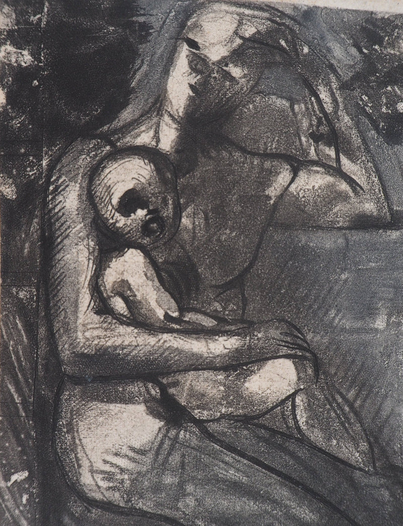Auguste RODIN : Mère et fils - Héliogravure (détail)
