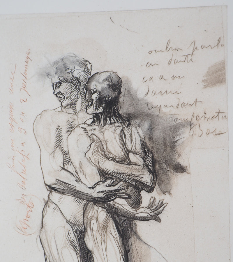 Auguste RODIN : Ombre parlant à Dante - Héliogravure (détail)