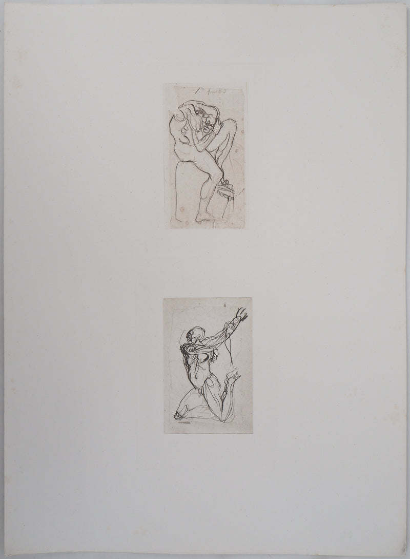 Auguste RODIN : Deux planches : Ombres - Héliogravure (détail)