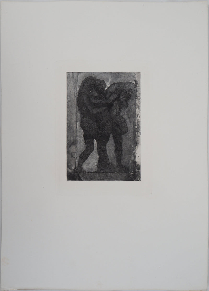 Auguste RODIN : Ombres de trois guerriers - Héliogravure (détail)