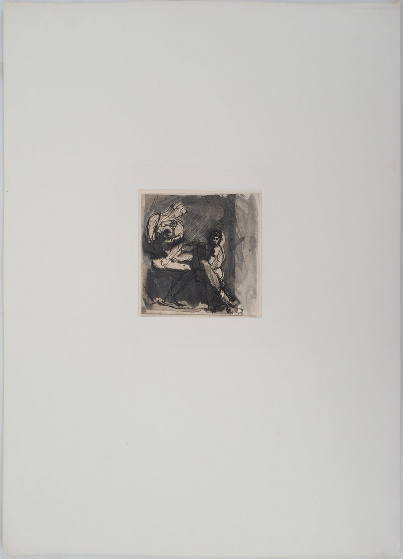 Auguste RODIN : Scène familiale - Héliogravure (détail)
