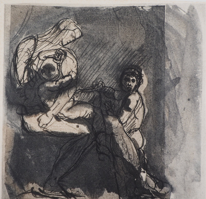 Auguste RODIN : Scène familiale - Héliogravure (détail)