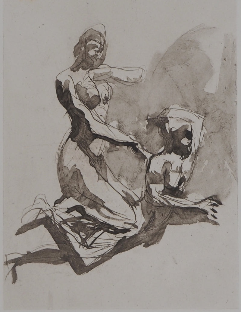 Auguste RODIN : Scène de lutte - Héliogravure