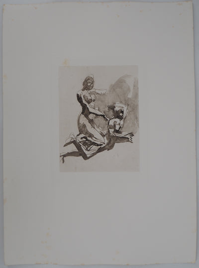 Auguste RODIN : Scène de lutte - Héliogravure (détail)