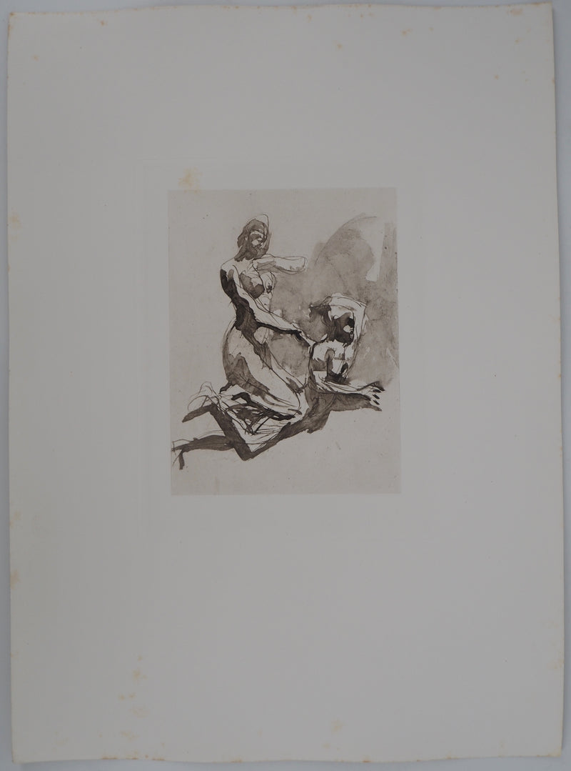 Auguste RODIN : Scène de lutte - Héliogravure (détail)