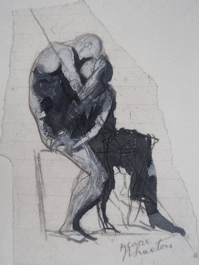 Auguste RODIN : Tendre baiser - Héliogravure (détail)