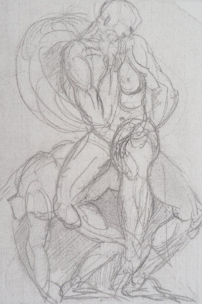 Auguste RODIN : Ugolin et l'Ange - Héliogravure (détail)