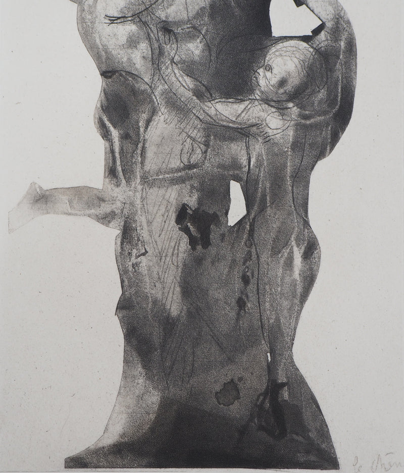 Auguste RODIN : Ugolin emprisonné - Héliogravure (détail)