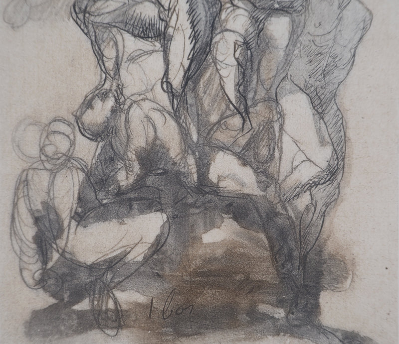Auguste RODIN : Les victorieux - Héliogravure (détail)