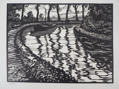 Maurice ROLLET : Le Canal, 1927 - Gravure sur bois