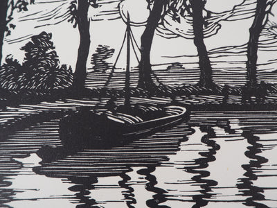 Maurice ROLLET : Le Canal, 1927 - Gravure sur bois (détail)