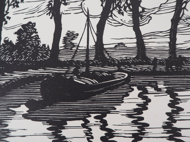 Maurice ROLLET : Le Canal, 1927 - Gravure sur bois (détail)
