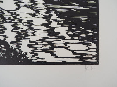 Maurice ROLLET : Le Canal, 1927 - Gravure sur bois (détail)