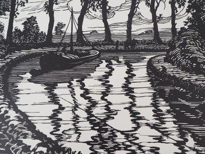 Maurice ROLLET : Le Canal, 1927 - Gravure sur bois (détail)