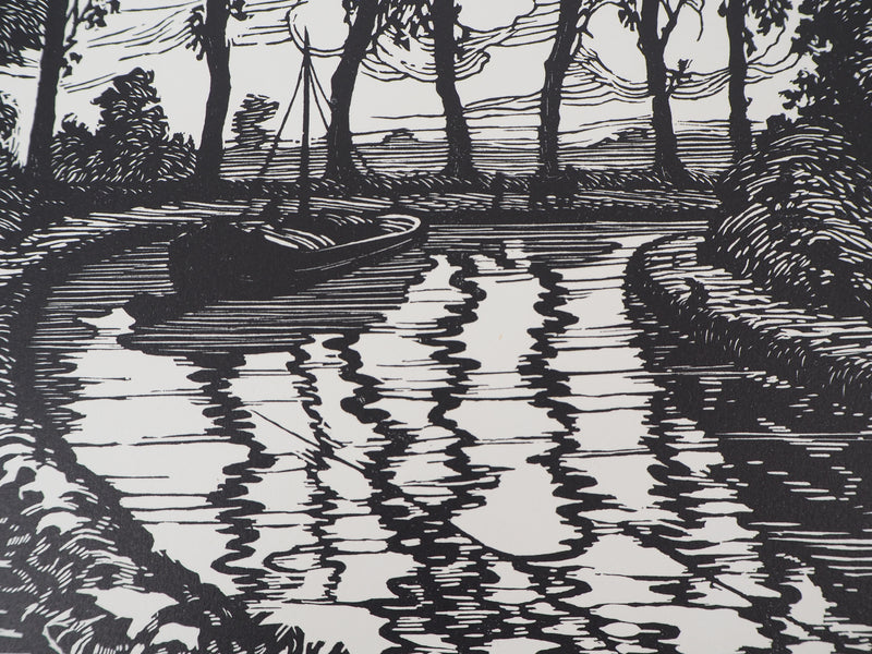 Maurice ROLLET : Le Canal, 1927 - Gravure sur bois (détail)
