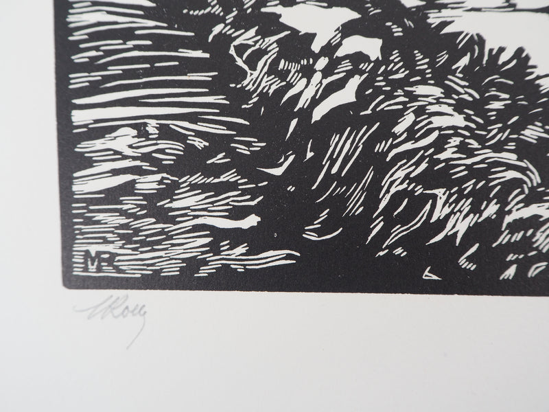 Maurice ROLLET : Le Canal, 1927 - Gravure sur bois (détail)