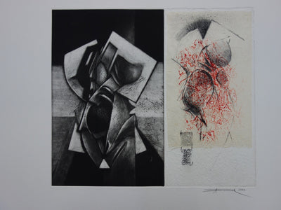 Michel RONCEREL : Figure aveugle - Gravure