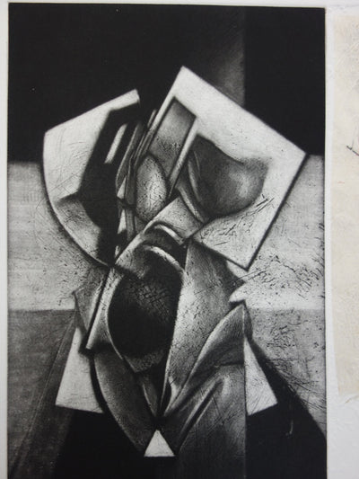Michel RONCEREL : Figure aveugle - Gravure (détail)