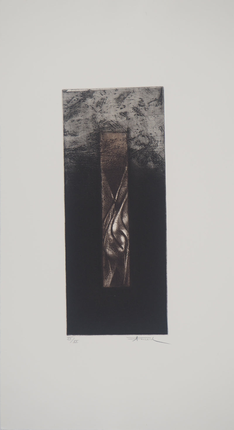 Michel RONCEREL : Verticale III : Le crépuscule  - Gravure